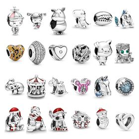 S925 Sterling Silver Drip Glue Beads Christmas Charms - PC0724