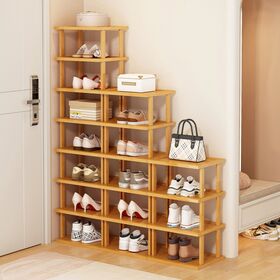  Bamboo Shoe Rack 12 Tier- Vertical Shoe Rack for Small Spaces,  Tall Narrow Shoe Rack Organizer for Closet Entryway Corner Garage and  Bedroom,Skinny Shoe Shelf with Free Stackable DIY : Home