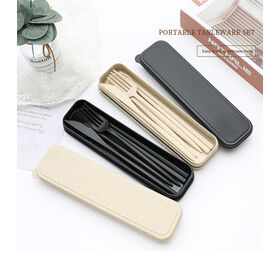 New Design Color Reusable Wheat Straw Plastic Cutlery Set For Travel