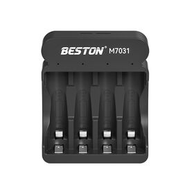 BESTON Multifunktionales Schnellladegerät 1.5V 4 Schächte Li-Ionen Akku Ladegerät mit LED-Anzeige für AA&AAA 1.5V Akkus