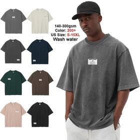 T-shirt surdimensionné pour homme en coton épais de haute qualité avec impression unie personnalisée, délavé à l'acide, T-shirt vintage vierge grande taille pour homme