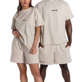Custom Oversized Heavy Weight Blank T-Shirt Tracksuit Cotton Logo Designer T Shirt Printed Men'S Summer 2 Pieces Set