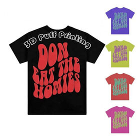 OEM 100% Coton Marque Personnalisée 3D Gonflant Impression Uni T-Shirt Oversize Mousse Sérigraphie T-Shirt Gonflant Impression T-Shirt