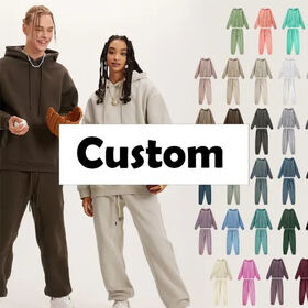 Setelan Hoodie Wanita, Logo Kustom 100% Katun, Dua Potong, French Terry Oversize, Puff Print Oversize, Setelan Trening