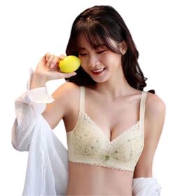 Women's Summer Ultra Thin Lace Bra Bow Transparent Small Chest Gathering Bra