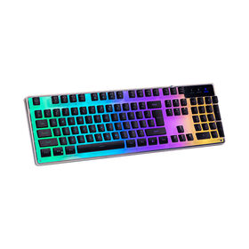 Rainbow Membrane Gaming Keyboard, LED Backlit Quiet Computer Keyboard, Wrist Rest, Multimedia Keys, Anti-ghosting Keys, Smooth lin