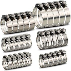 Hose clamps 1/4-2 in (6-51mm) adjustable range 304 stainless steel worm gear hose clamps assortment Kit for Fuel Line, Plumbing,
