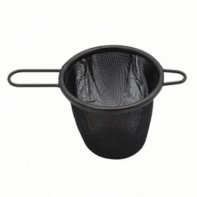 Customized Logo Black Titanium 304 Stainless Steel Double Handles Tea Strainer Tea Infuser