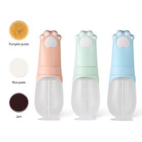 Babyflaschen BPA-frei, Lebensmittelechtes Silikon, Baby-Flasche mit Löffel in Katzenform, Weiche Baby-Flasche zum Füttern von Babys und Kindern