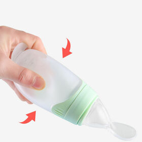 Baby Feeders Customized Silicone Baby Squeeze Feeder Baby Feeding Bottle With Soft Spoon Baby Bottle
