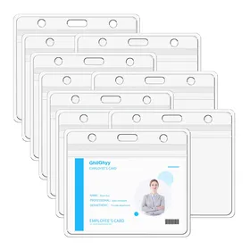 Porte-badge étanche Zippé Avec Cordon - Transparent, 0.8mm, Horizontal Ou Vertical, Pour 1-2 Cartes