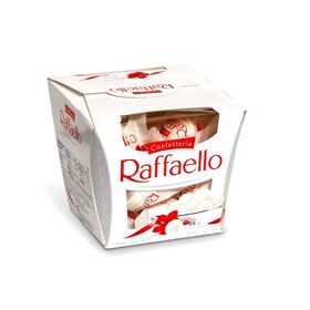 Ferrero Raffaello Bombones Crujientes y Cremosos de Almendra y Coco, Crema y Coco Premium Ferrero Raffaello, 15 Piezas