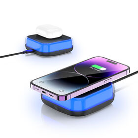 Cargador Inalámbrico de Escritorio Mini LED de 15W con Puerto Tipo C No Magnético T22 para iPhone y Android - Venta al por mayor