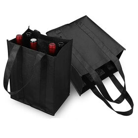 Customized Heavy Duty 6 Bottle Non Woven Wine Bags Exquisite Beer Champagne Double Tote Hand Gift Bag Nonwoven Wine Shopping Bag
