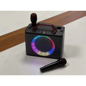مكبر صوت بلوتوث محمول بأضواء RGB، نظام محمول مصغر مع ميكروفونات لاسلكية واتصال بلوتوث، غنّ من قلبك.