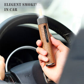 Weloille Car Ashtray With Lid,Portable Ashtray For Car,Mini Car Trash Can Detachable Stainless Steel Smokeless Cylinder Cup Holder Ash Tray Led Light Windproof Outdoor Tr