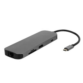 Estación de acoplamiento portátil multipuerto, lector de tarjetas mini SD/SD, LAN Ethernet Gigabit, adaptador tipo C, hubs HDMI tipo C 4K 30Hz para tablet