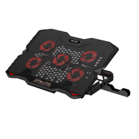 Base de Refrigeração para Laptop Gaming com 5 Ventoinhas Vermelhas, Cooler RGB para Laptop de 17,3 Polegadas, Suporte de Refrigeração para Laptop com 6 Alturas.