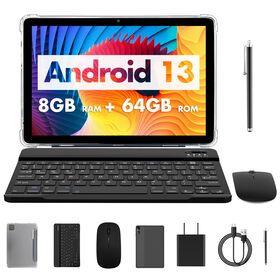 Pritom Android tablet 10.1 inch Octa core 4GB RAM 64GB ROM 800*1280IPS Screen with leather case keyboard touch pen and mouse