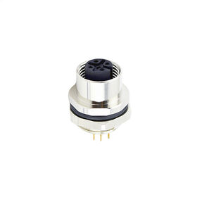 Pcb mount connector M12 c code 4p female rear lock panel mount connector dip pcb type