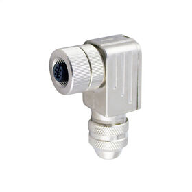 Shielded d code m12 4plug female 90 angle metal assembly connector pg9 or pg7 thread diameter 6mm~8mm