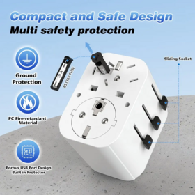 Internationaler Universal-Wandadapter mit Erdung, Ladegerät mit Stecker und Typ-C USB im Großhandel