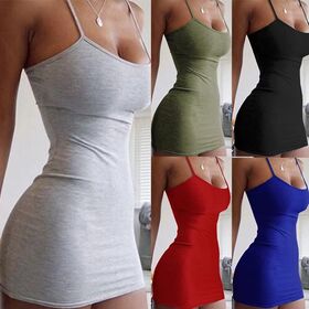 Summer 2024 Sleeveless Vestidos Women Spaghetti Strap Dresses Female High Waist Sheath Club Dress Short Solid Sexy Dress