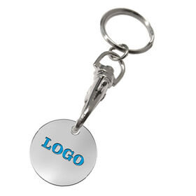 Customized Design 2D Metal Euro Trolley Coin Keychain Supermarket Shopping Cart Locks 2x2 Trolly Token Coin Key Ring