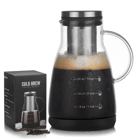 Cold Extraction Tumbler for Coffee Juice Tea Handmade Glass Pot with Filter for Home Use