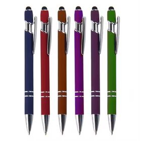BECOL Werbe-Kugelschreiber 2 in 1, personalisierter, mehrfarbiger Luxus-Metall-Touchscreen-Stift mit Logo-Druck für Büro und Schule