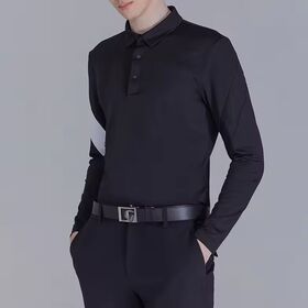 Polo de golf de manga larga personalizado, camisa de golf para hombre, diseño patchwork, cómoda y transpirable.