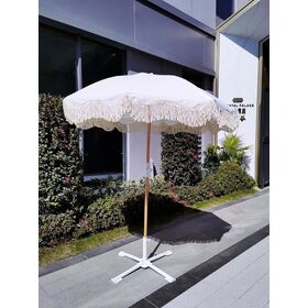 Parasol de plage d'extérieur de 1,8 m, anti-ultraviolet UV50+ avec pompons, parasol de protection solaire, parasol décoratif de jardin pour terrasse