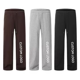 Pantalons pour hommes avec logo personnalisé en gros printemps/été, Pantalons droits à taille élastique, Pantalons de survêtement décontractés amples de couleur unie