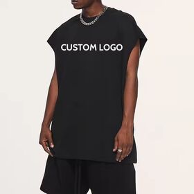 Custom Logo Heavy Cotton Sports Vest High Quality Fashion Vintage Men's Loose Tank Top Sleeveless T-shirt