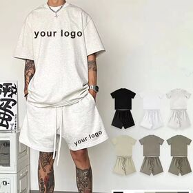T-shirts de sport vintage surdimensionnés en coton épais à épaules tombantes pour hommes en gros, impression personnalisée, ensemble t-shirt à manches courtes et short