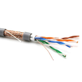 1000 قدم كابل Cat5E SFTP 24AWG CCA مجدول مزدوج لكاميرات الأمن بشبكة IP، كابل سائب، بكرة خشبية