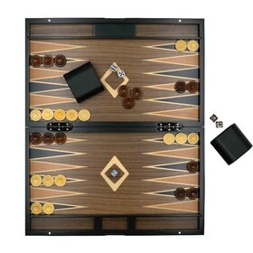 Fabricante de Cajas de Madera BSCI, Juego de Mesa de Madera, Juegos de Backgammon de 17 Pulgadas para Adultos, Caja de Juego de Madera Personalizada con Damas