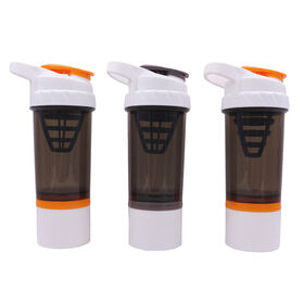 600ml Protein Shaker Flasche aus Kunststoff im neuen Design mit Filterbehälter für Fitness