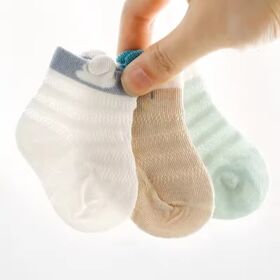 OEM Low MOQ Newborn baby socks mesh breathable cotton cute cozy short comfy pure color