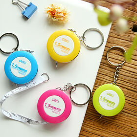 Promotional custom logo Round &Square-shaped Soft Ruler Keychain with ABS Casing. Extension of Ruler - Length of 1.5 Meters.