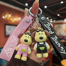 هدايا جديدة 2023 سلسلة مفاتيح كاواي حلية مفاتيح مطاطية ثلاثية الأبعاد ناعمة من مادة PVC سلسلة مفاتيح بتصميم كلب كرتوني لطيف ومبتكر