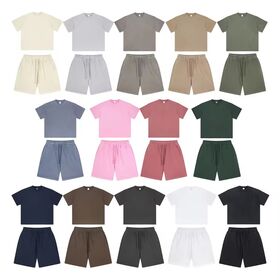 Ensemble T-shirt et Short Oversize Homme Fabricant Logo Personnalisé Vierge Délavage Acide Vintage pour Homme