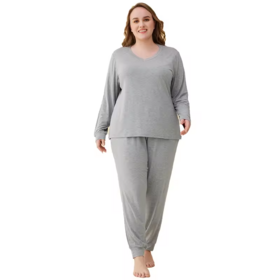Customized Women's Bamboo Viscose Long Sleeves Top Jogger Pants Pajamas Set