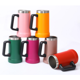 OEM 24oz large capacity handle cup 304 stainless steel double vacuum insulated cup External portable car cup