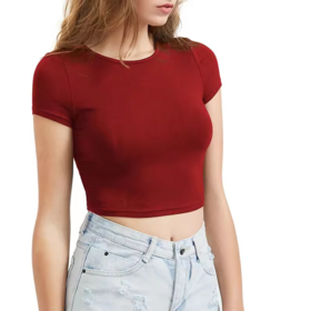 Women's Basic Short Sleeve Scoop Neck Breathable Bamboo Viscose Crop Top Custom Logo T-Shirt