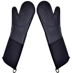 Guantes De Horno Resistentes Al Calor - Juego De 2, Extra Largos (31 Cm), Color Gris