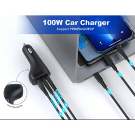 Factory price, Sunlike 100W Car charger, Three Ports, fast charge for your laptop, iPad and phone in car, for family travel