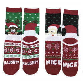 Kaos Kaki Rajut Jacquard 100% Poliester dengan Desain Santa Claus dan Rudolf untuk Anak-anak - Grosir Langsung dari Pabrik