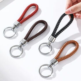 Llavero de Coche Cuero PU Cuerda Trenzada Retro Hecho a Mano Llavero de Metal para Hombre y Mujer Hogar Oficina Regalo de Empresa