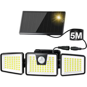 Lampes Solaires LED d'Extérieur 156 LED, Lampes Solaires Rotatives à 360° avec Détecteur de Mouvement IP65 Étanche Angle d'Éclairage de 270° Lampe Murale Solaire